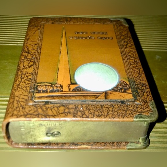 Vintage 1920s Antique Zell Brown Bronze NEW YORK World’s Fair Book Coin Bank - Picture 6 of 6